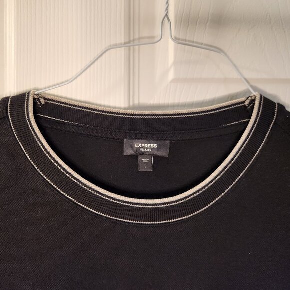 Black Express Relaxed Large Tee with White Trim - Picture 2 of 7